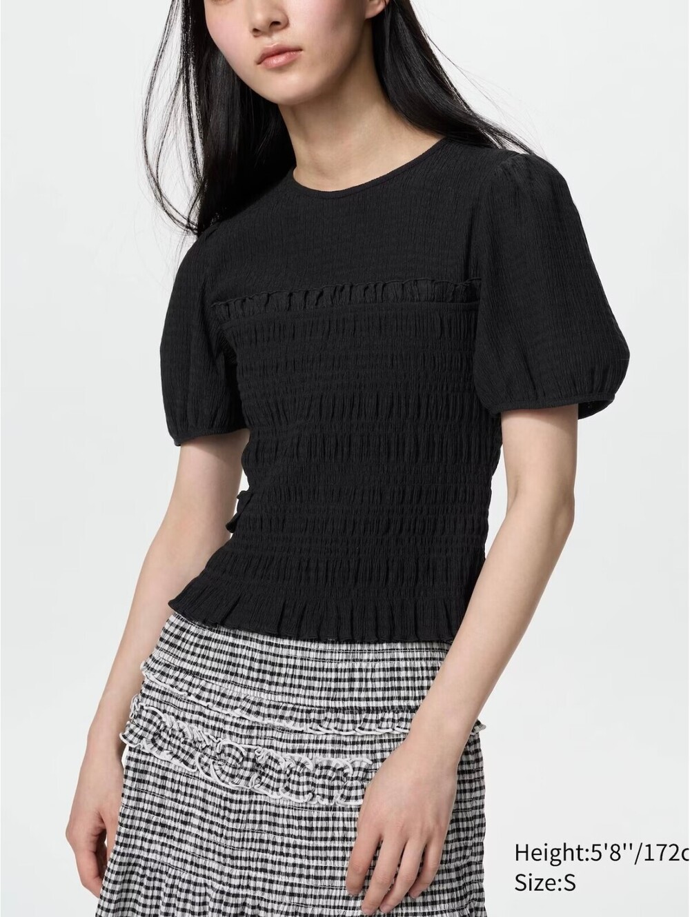 Uniqlo Cecilie Bahnsen Shirring Volume Sleeve T-Shirt NWT Black Small